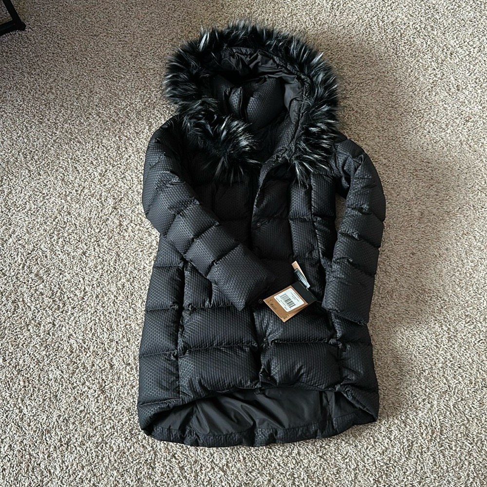 The North Face fur dwn parka black, NWT